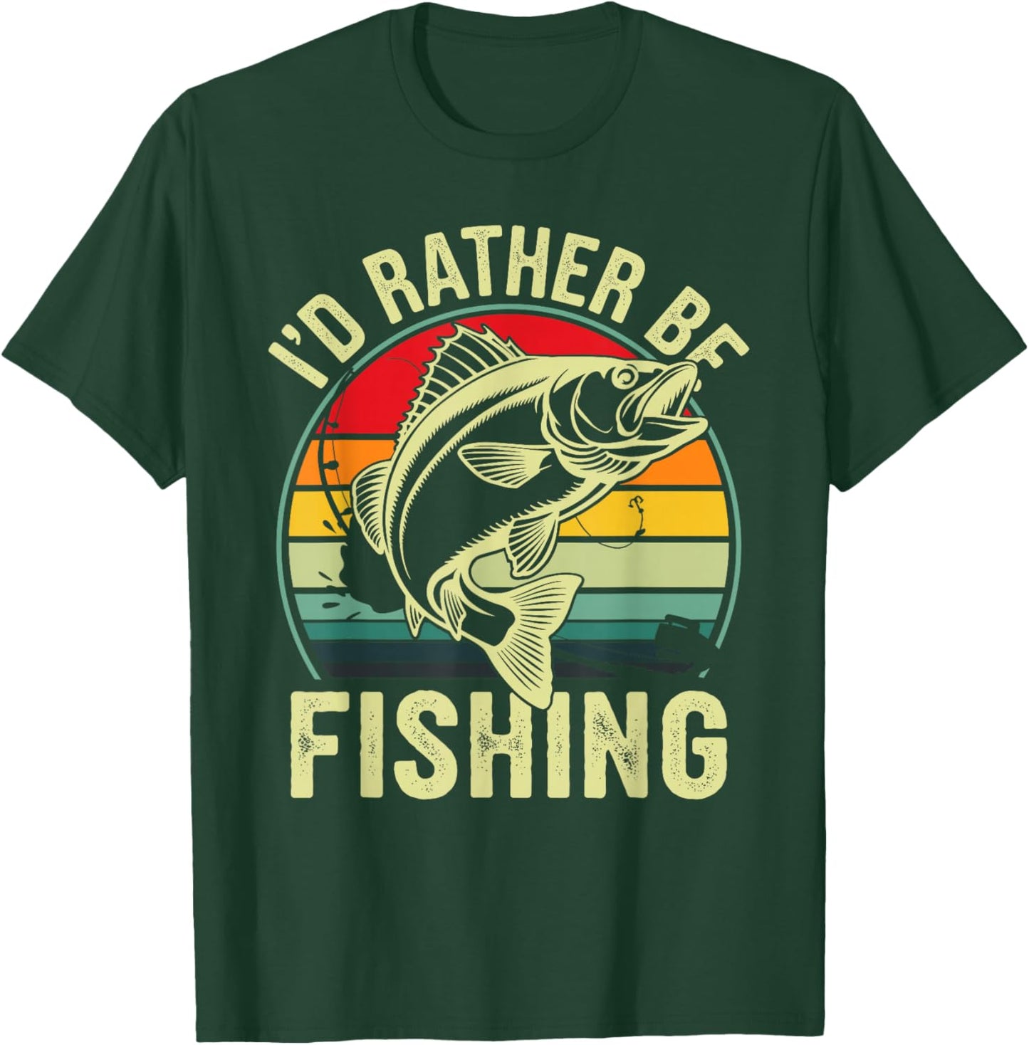 I'd Rather Be Fishing Retro Vintage Outdoor Fisherman T-Shirt - T-Shirt | Forest
