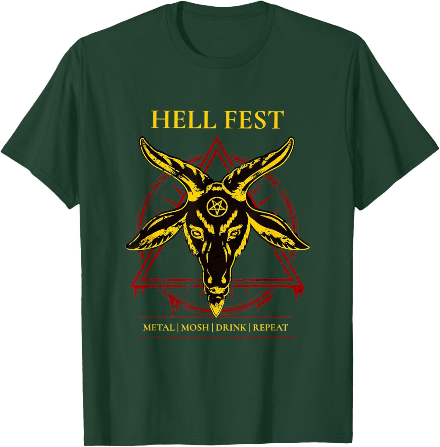 HellFest Metal Mosh, Drink, Repeat Baphomet T-Shirt - T-Shirt | Forest