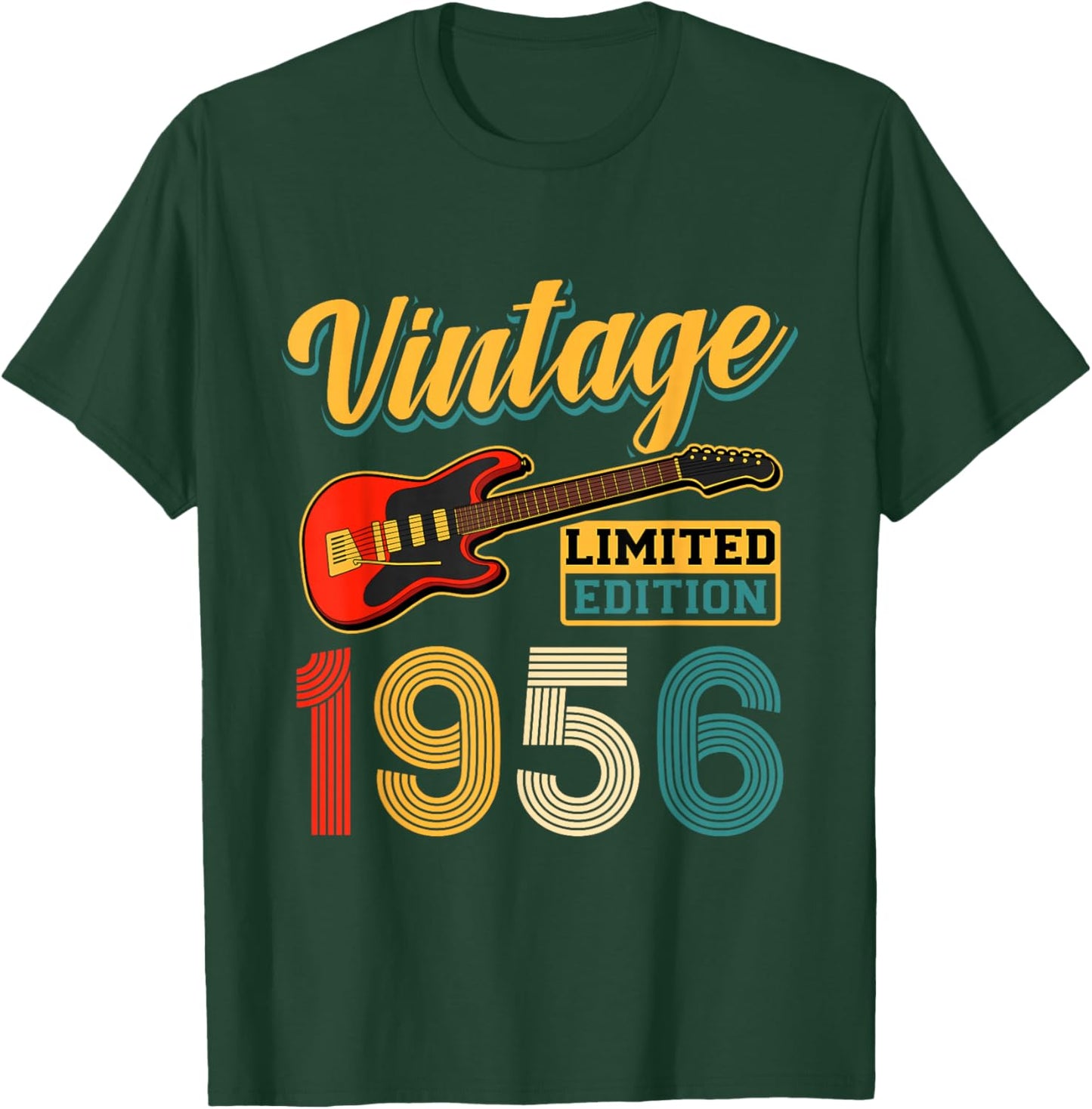 Guitare Vintage 1956 Édition limitée Année de Naissance Anniversaire T-Shirt - T-Shirt | Forest