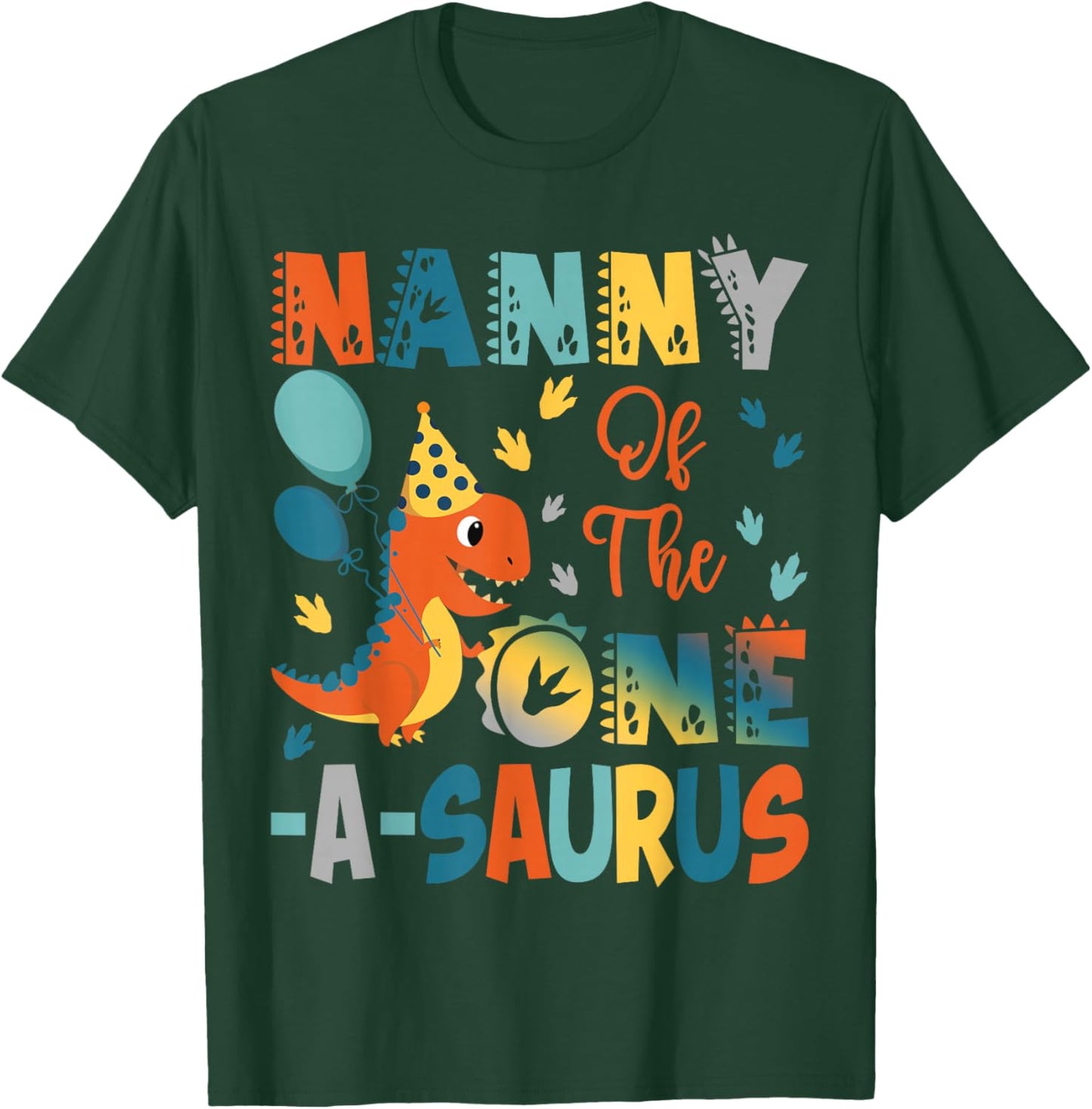 Nanny Of The One-A-Saurus 2Nd Birthday Dinosaur Party T-Shirt - T-Shirt | Forest