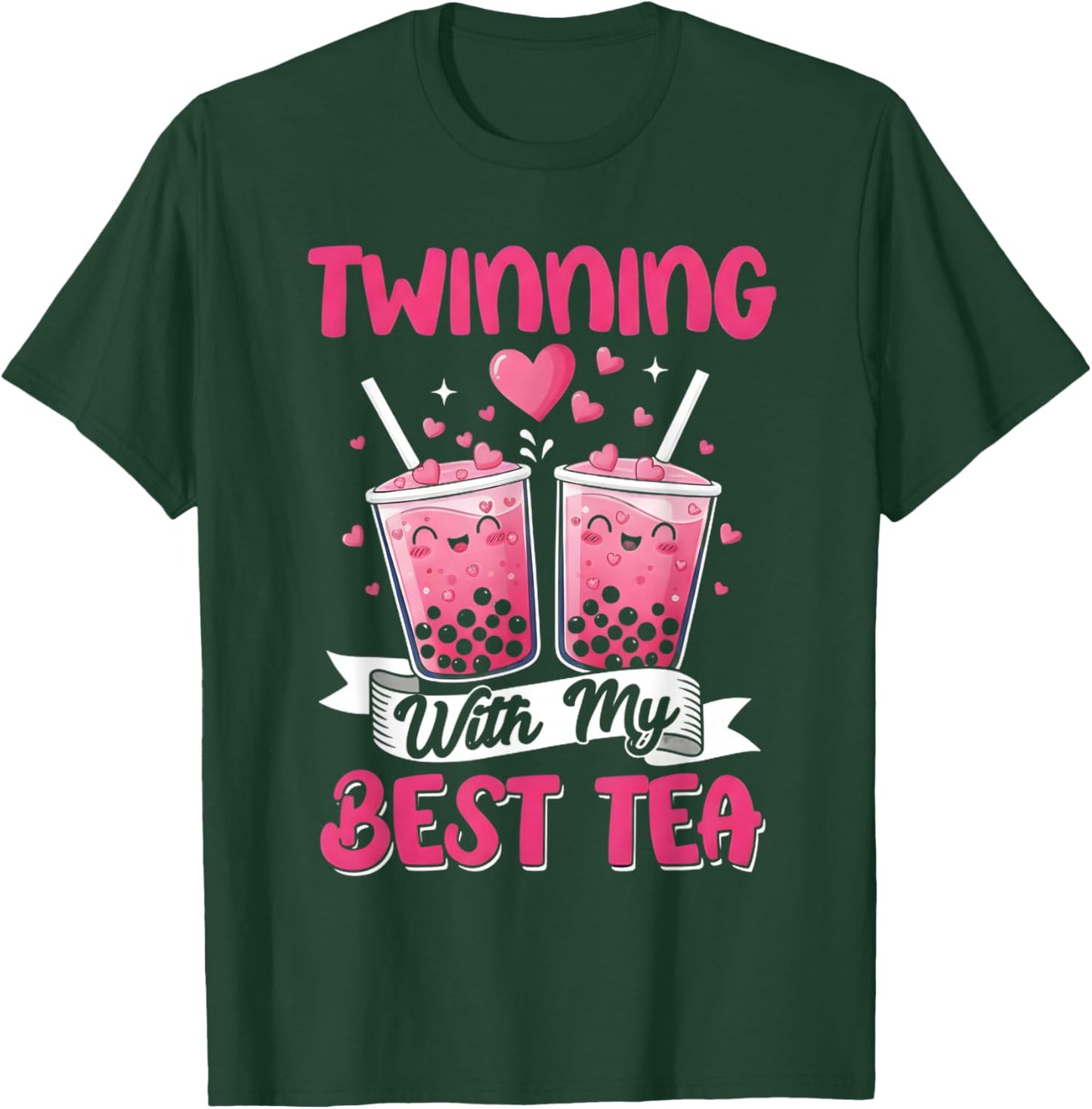 Twinning with My Bestie Boba Tea Cute Spirit Week Twin Day T-Shirt - T-Shirt | Forest