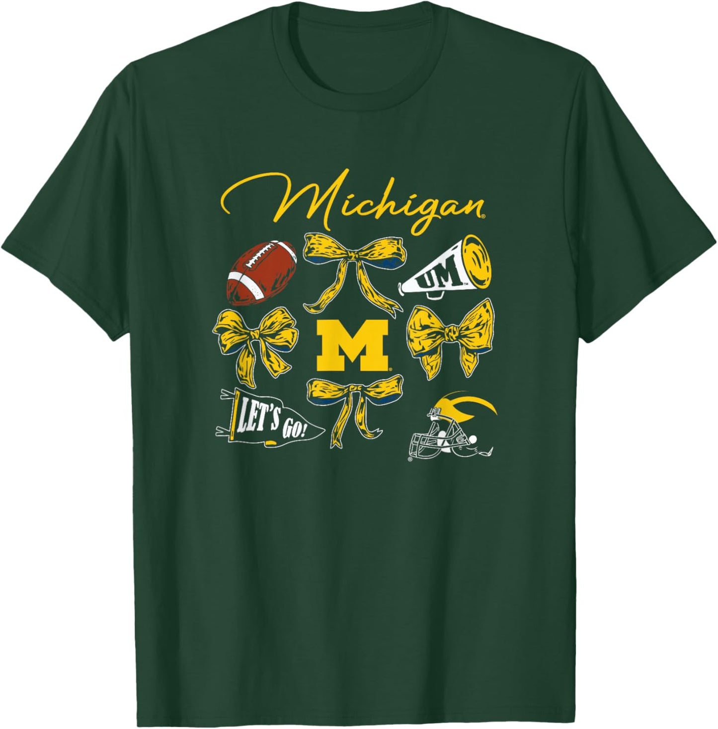 Michigan Wolverines Football Bow Navy Officially Licensed T-Shirt - T-Shirt | Forest