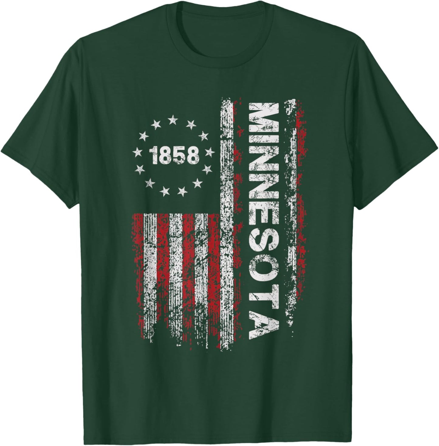 1858 Minnesota State US Flag Vintage Women Youth T-Shirt - T-Shirt | Forest