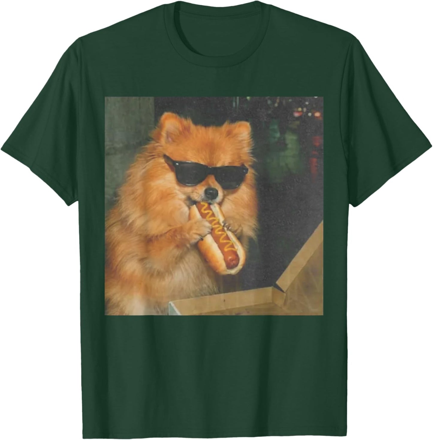 Pomeranian Dog Eating Hot Dog Funny Dog Meme T-Shirt - T-Shirt | Forest