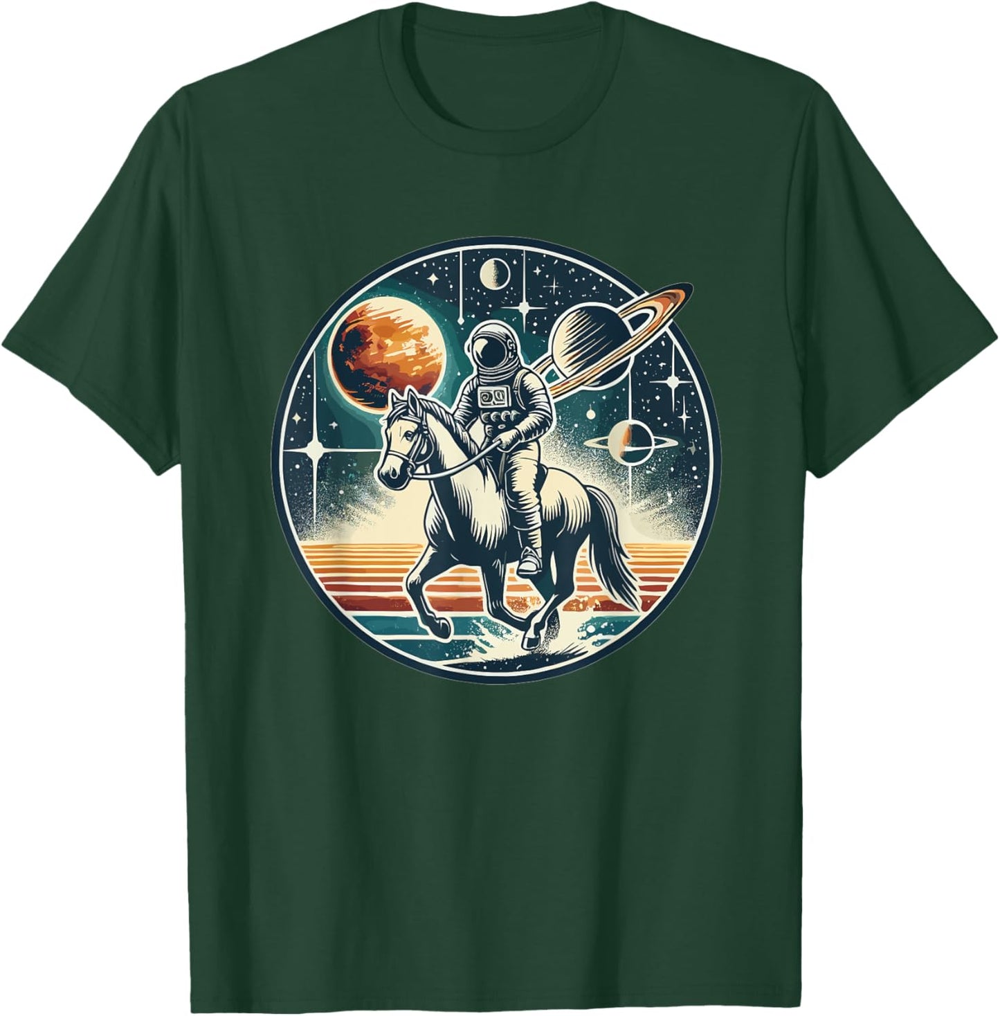 Space Cowboy Astronaut Riding Horse Cosmic Western Sci-Fi T-Shirt - T-Shirt | Forest