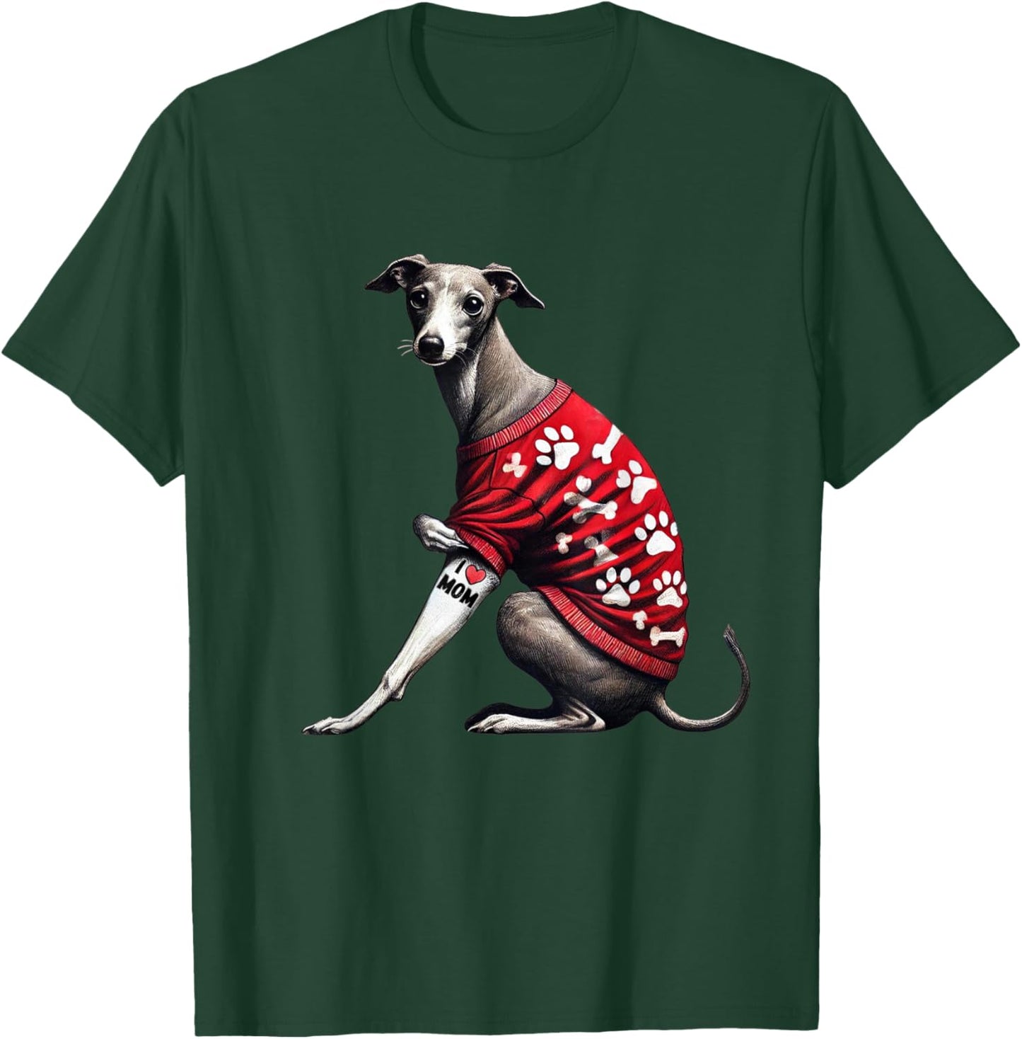 Funny I Love Mom Tattoo Italian Greyhound Mom T-Shirt - T-Shirt | Forest