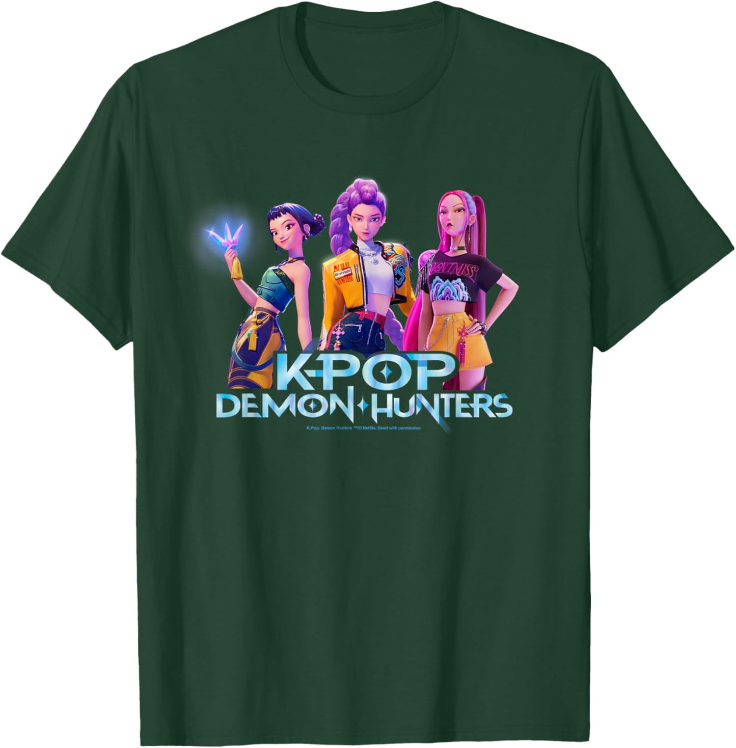 Kpop Demon Hunters Huntrix Group Officially Licensed T-Shirt - T-Shirt | Forest