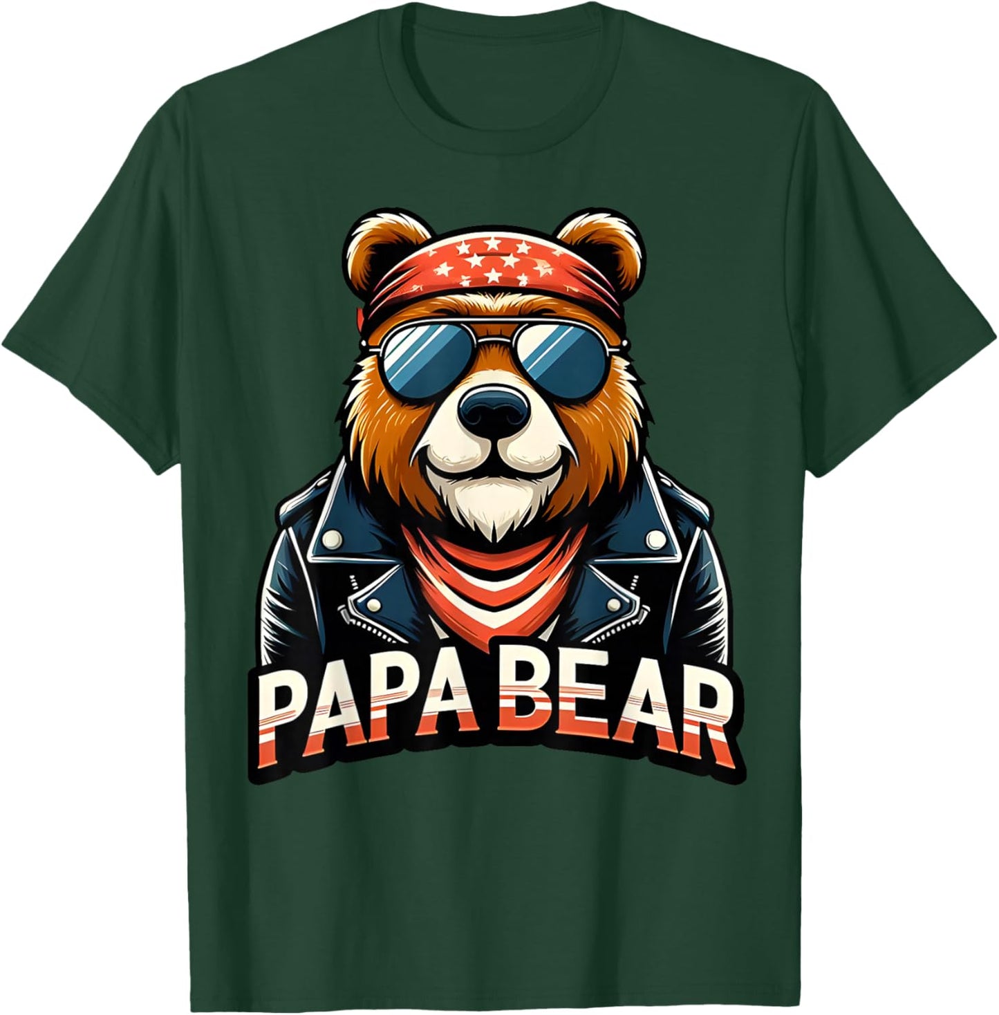 Papa Bear Shirt Fathers Day Gift Patriotic Proud Best Dad T-Shirt - T-Shirt | Forest