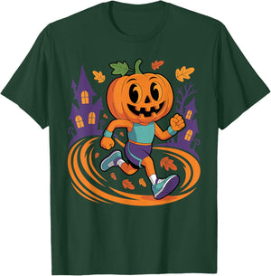 Halloween Pumpkin Running Fall Costume Funny Runner Marathon T-Shirt - T-Shirt | Forest
