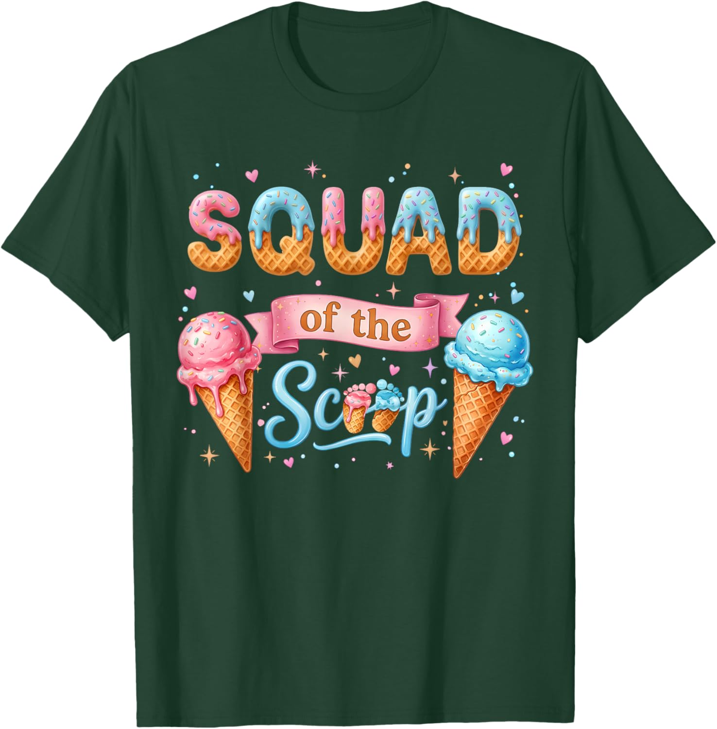 Squad of The Scoop Ice Cream Gender Reveal Baby Shower T-Shirt - T-Shirt | Forest