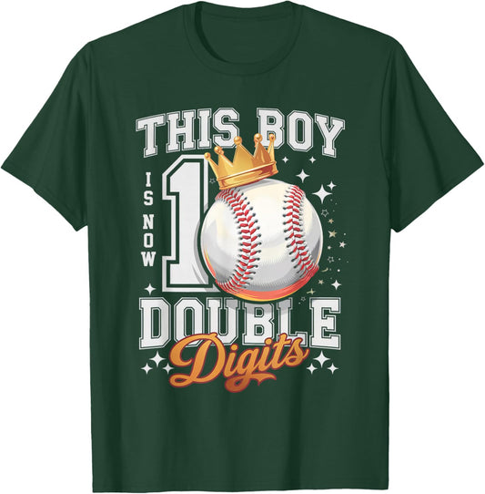 This Boy Double Digits Ten Baseball 10 Years Old Birthday T-Shirt - T-Shirt | Forest