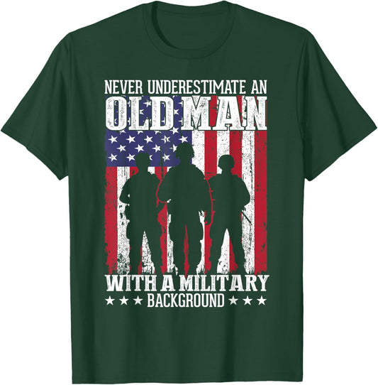 Veteran Old Man USA Veterans Day US Army America Veteran T-Shirt - T-Shirt | Forest