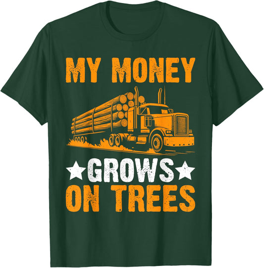 Funny Logging Trucker Gifts Logging Trucker Log Truck Driver T-Shirt - T-Shirt | Forest