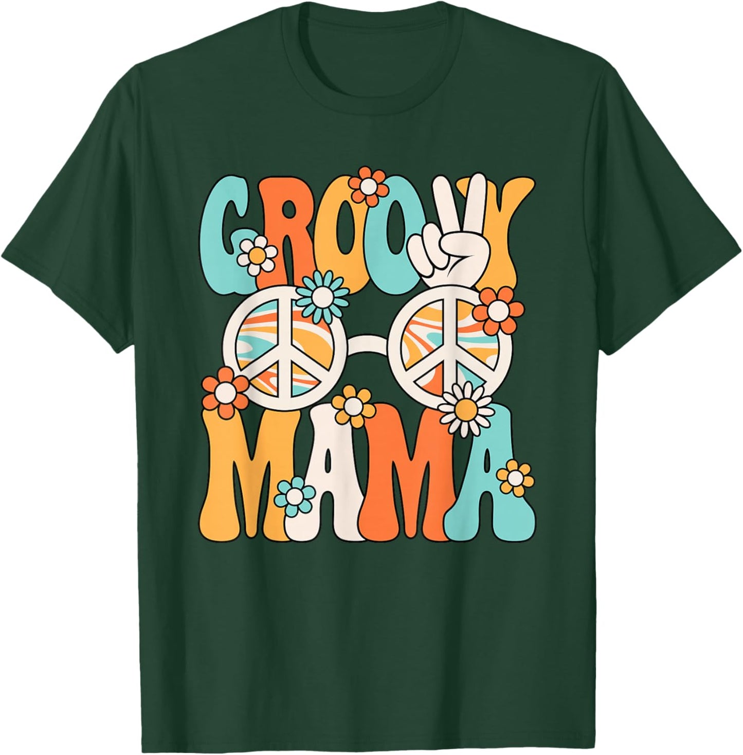 Groovy Mama Mom Retro Hippie 60s 70s Party Outfit Women T-Shirt - T-Shirt | Forest