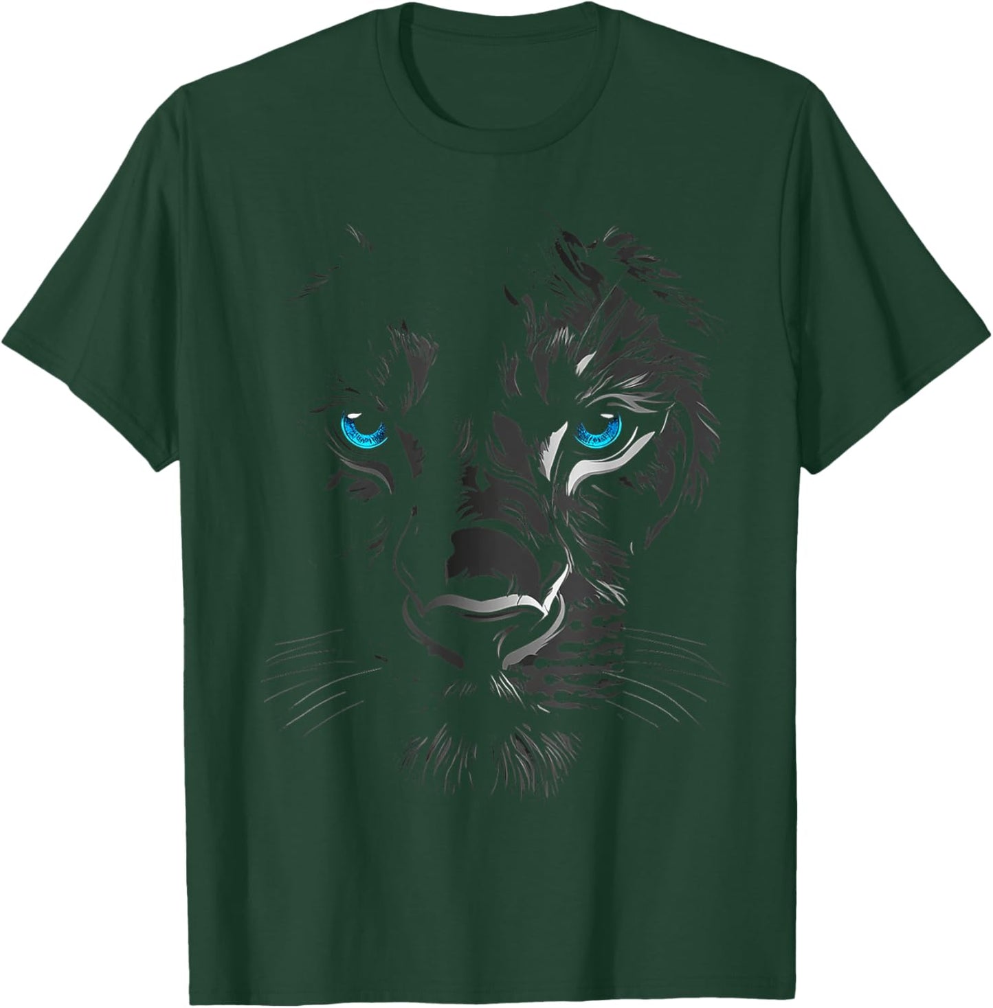 Lion Animal Graphic Blue Eyes Illustration Lion T-Shirt - T-Shirt | Forest