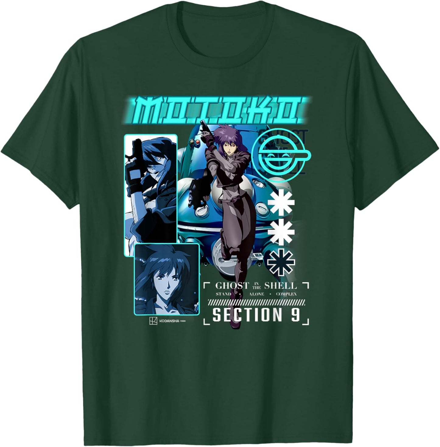 Ghost in the Shell Stand Alone Complex Section 9 Motoko Shot , Black, S T-Shirt - T-Shirt | Forest