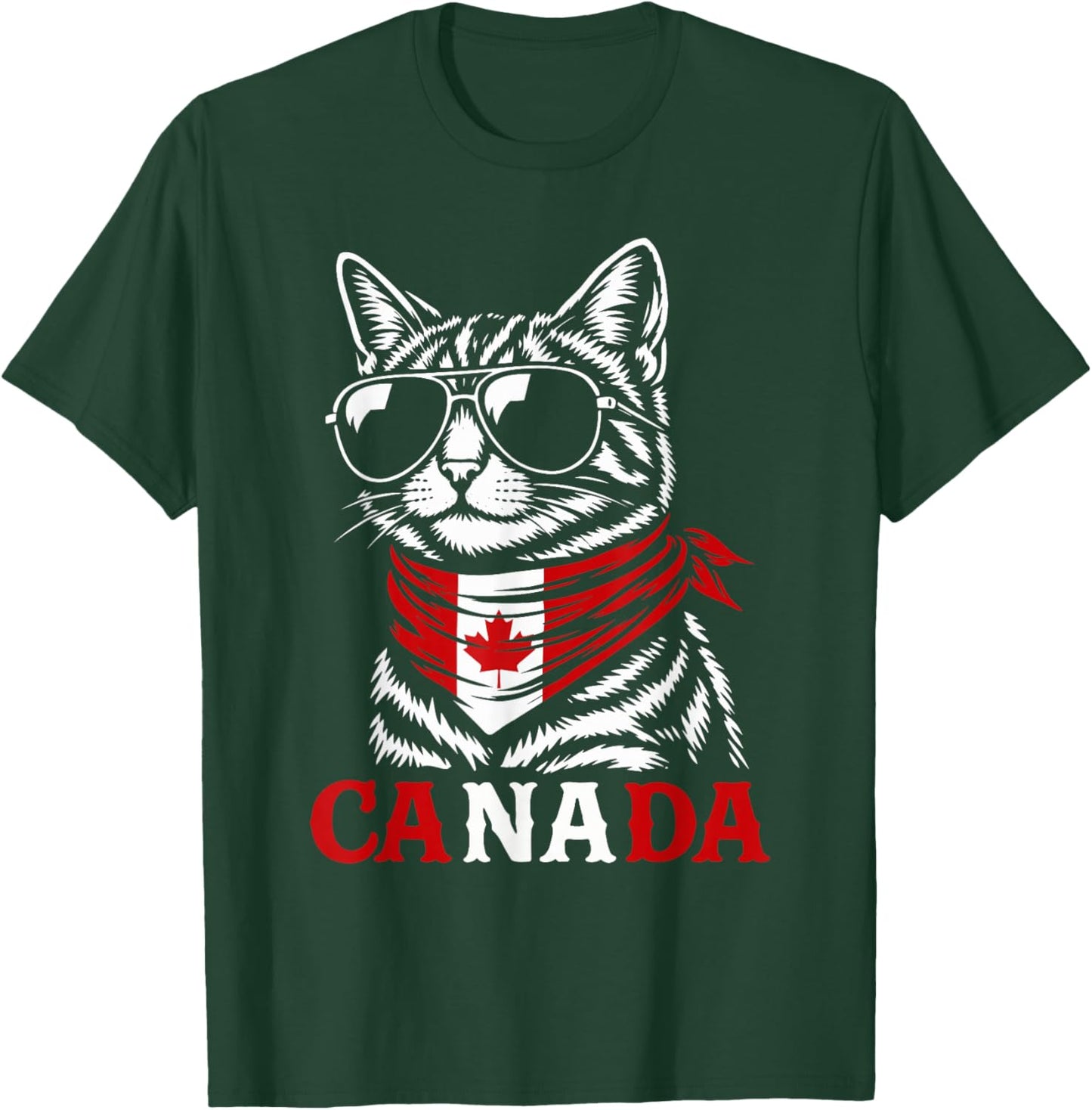 Canadian Flag Funny Cat Canada T-Shirt - T-Shirt | Forest