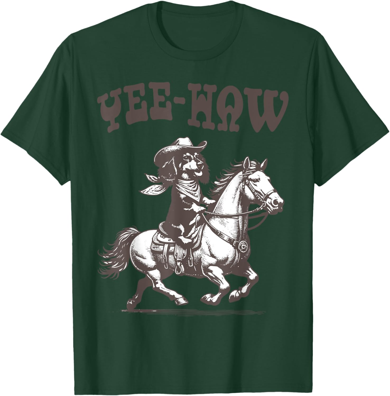Retro 90s Cowboy Dachshund Riding A Horse Western Funny T-Shirt - T-Shirt | Forest