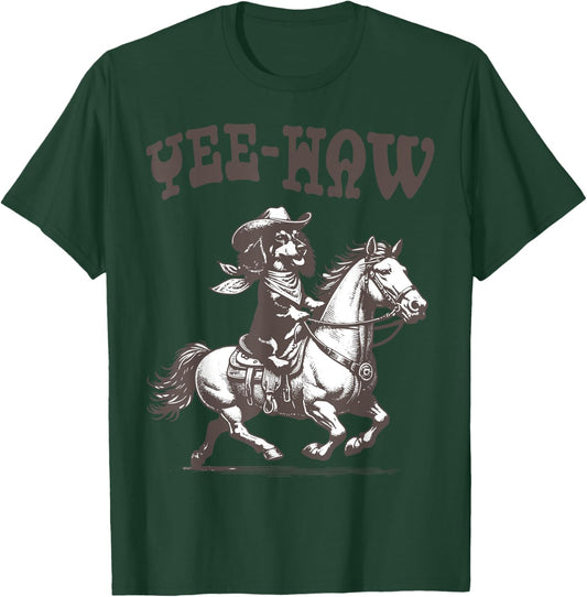 Retro 90s Cowboy Dachshund Riding A Horse Western Funny T-Shirt - T-Shirt | Forest