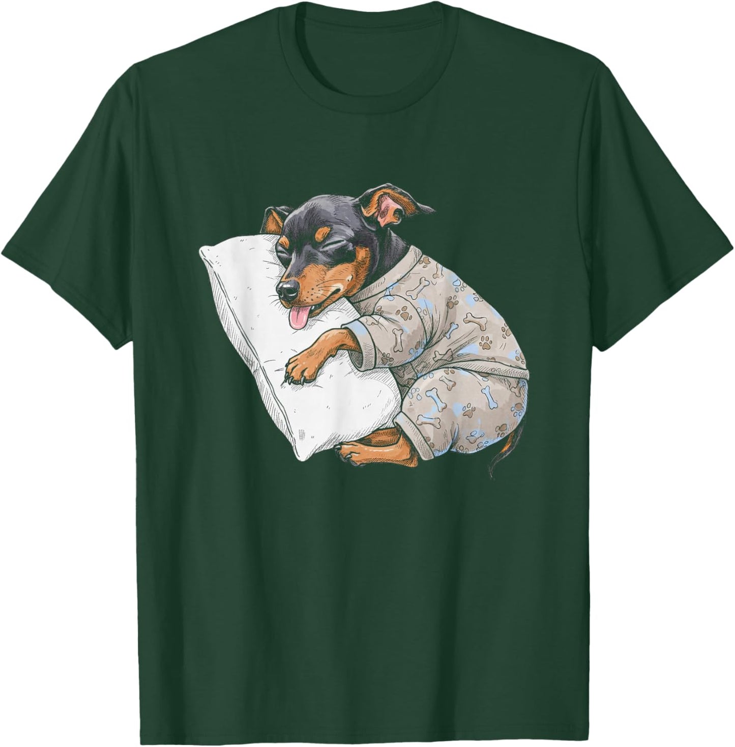 Funny Sleepy Miniature Pinscher Pajama Adults Kids Min Pin T-Shirt - T-Shirt | Forest
