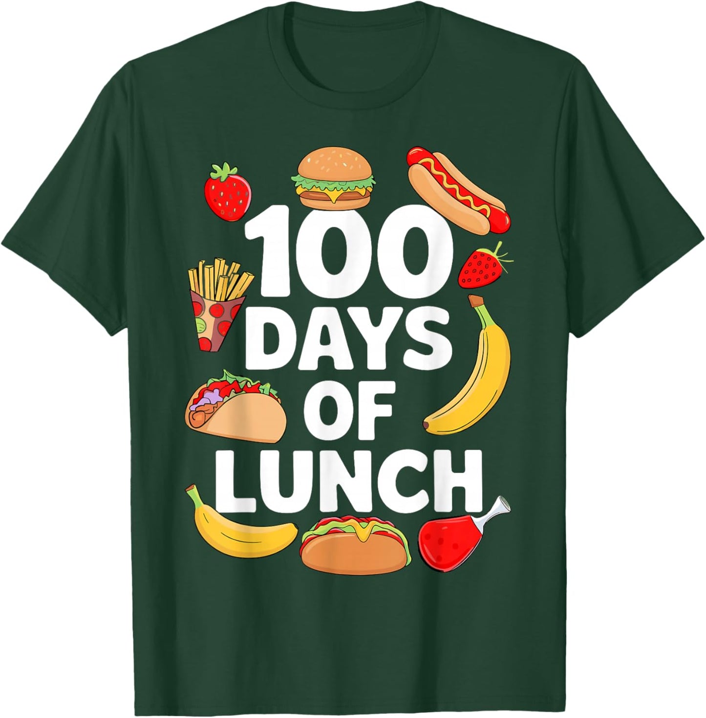 100 Days Of Lunch Lady Cafeteria Worker 100th Day Of School T-Shirt - T-Shirt | Forest