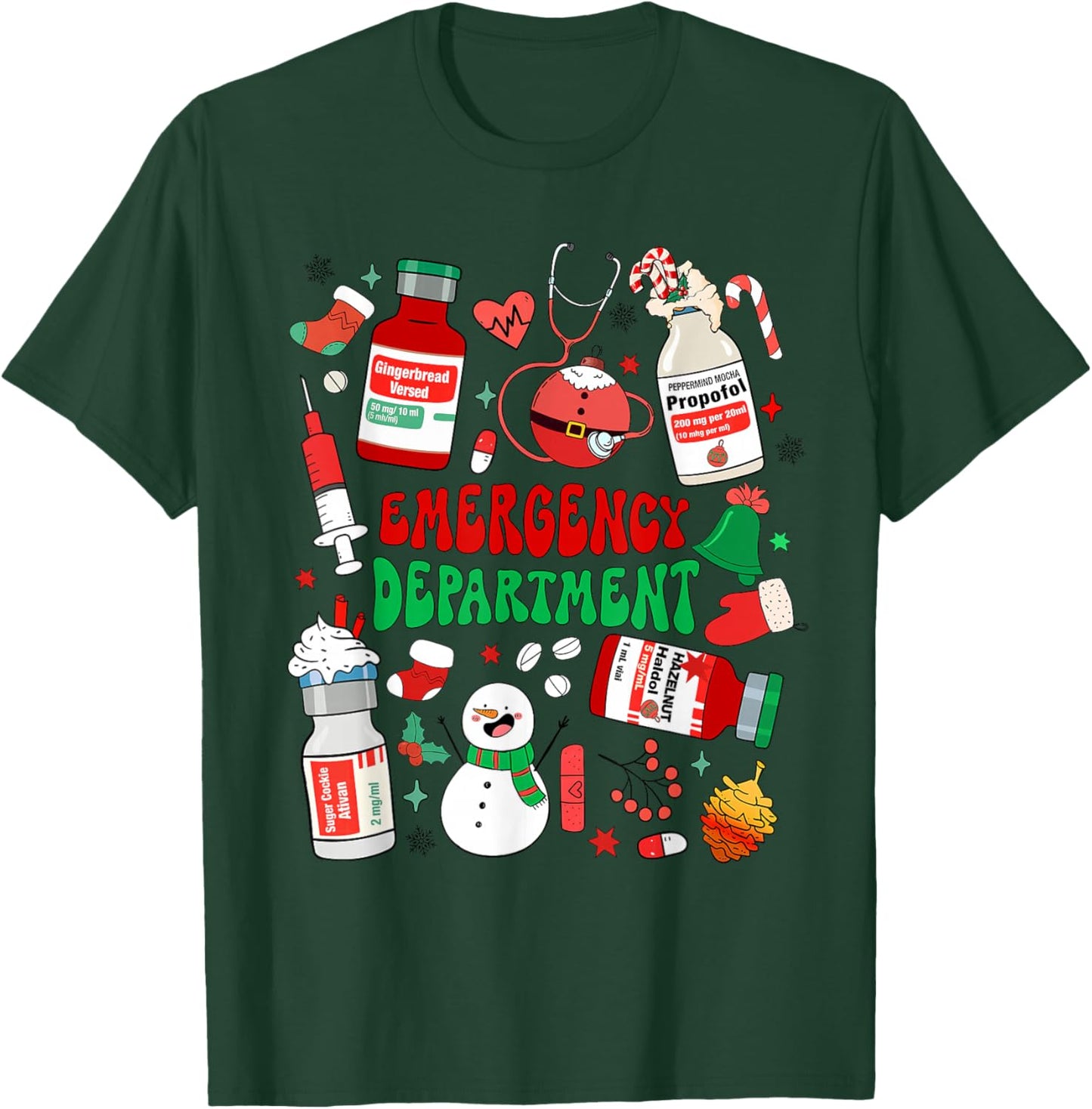 Christmas Emergency Room ER RN Nurse Department Healthcare T-Shirt - T-Shirt | Forest
