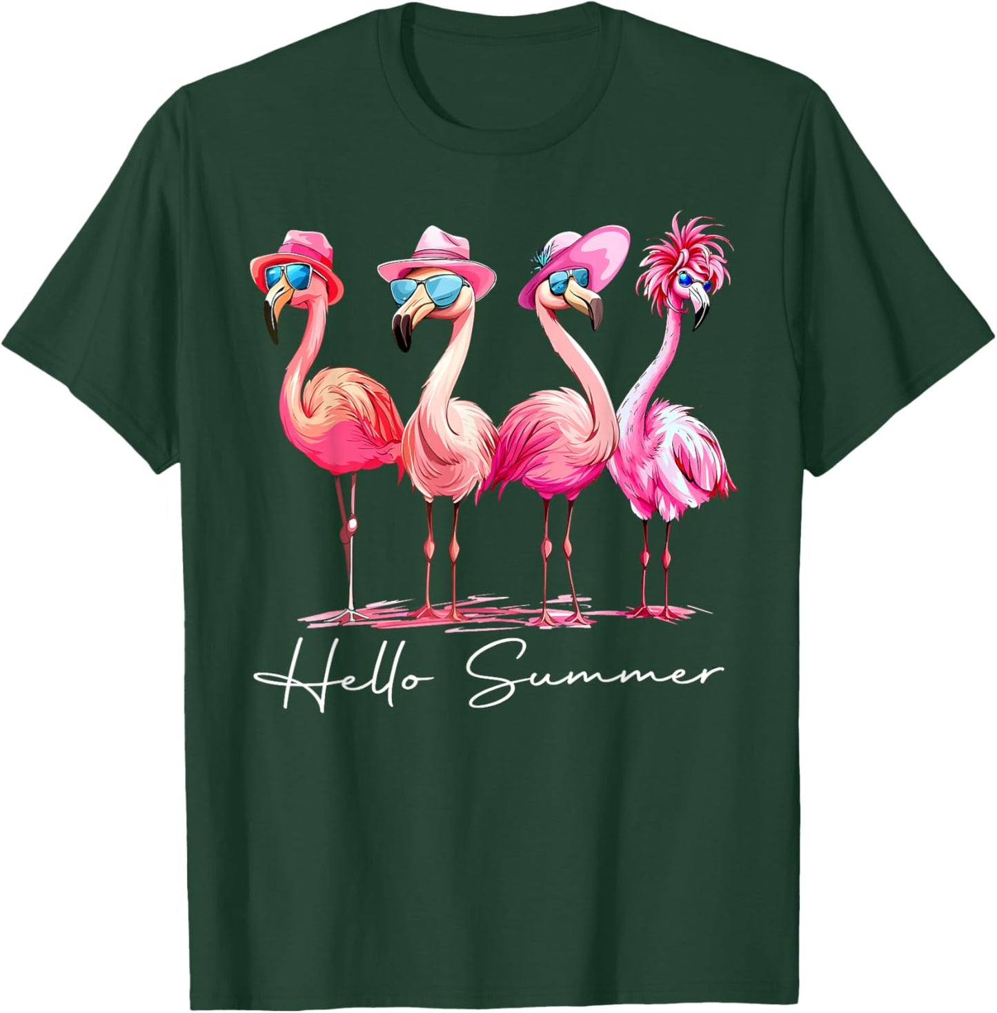Hello Summer Flamingo Beach Vibes Vacation Tropical Funny T-Shirt - T-Shirt | Forest