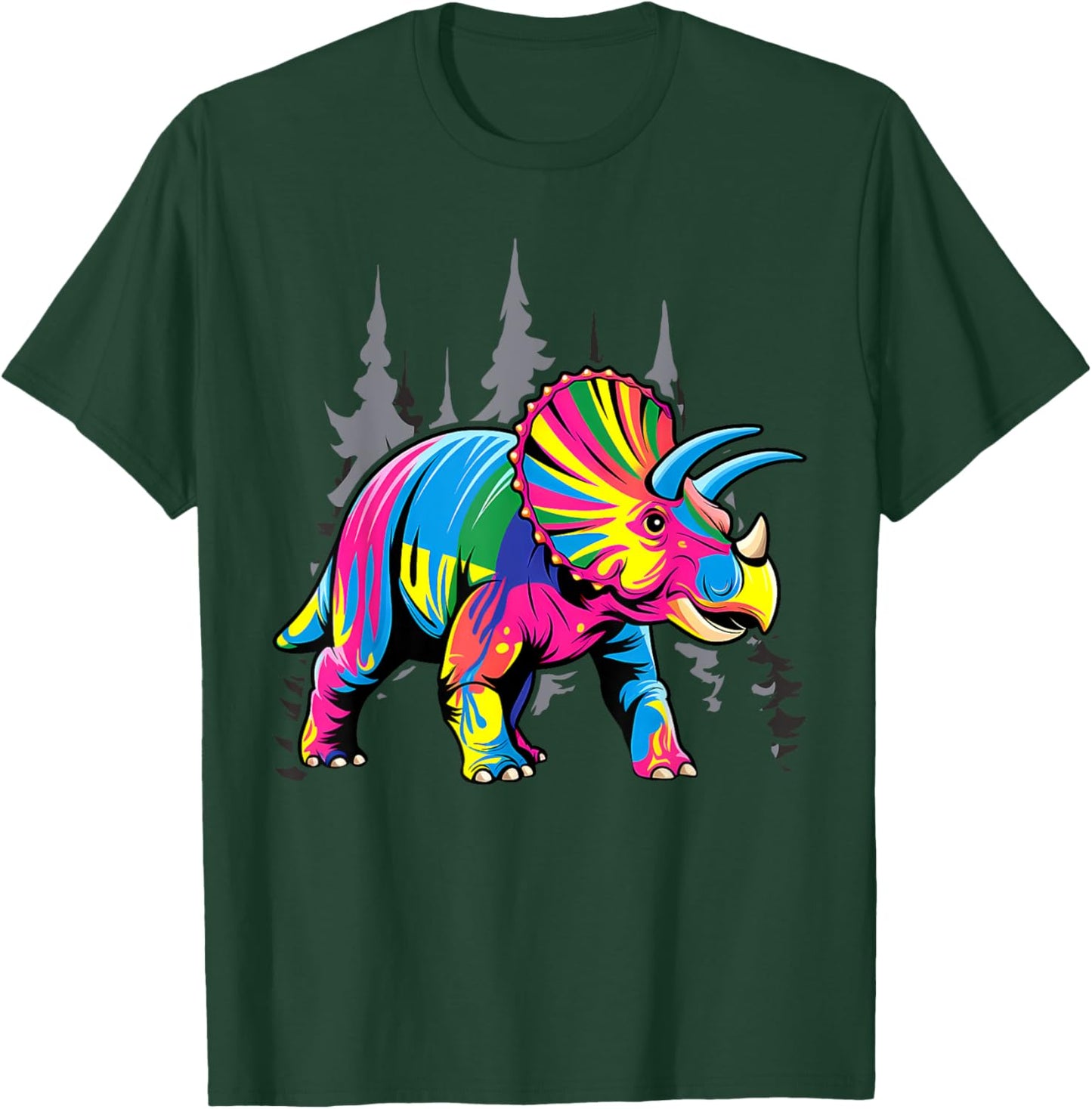 Tie Dye Triceratops Tie Dyed Dinosaur Prehistoric Dino T-Shirt - T-Shirt | Forest