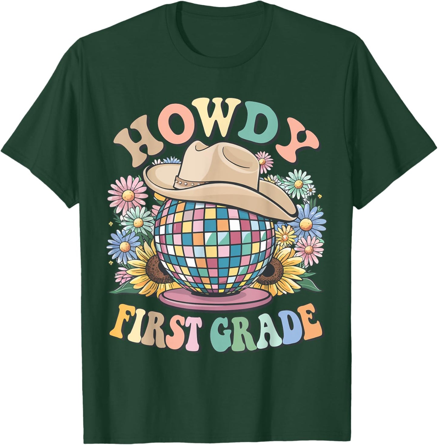 Howdy First Grade Cowgirl Country 1st Grade Back to School T-Shirt - T-Shirt | Forest