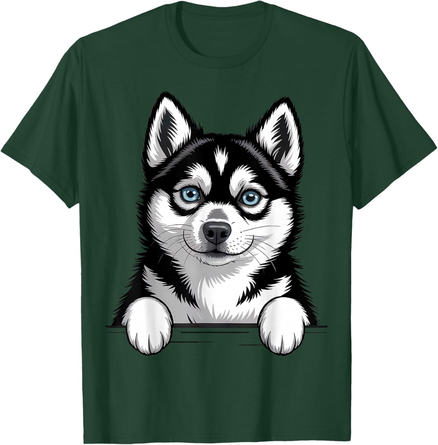 Alaskan Klee Kai Funny Peeking Pocket Husky Puppy Dog Lover T-Shirt - T-Shirt | Forest