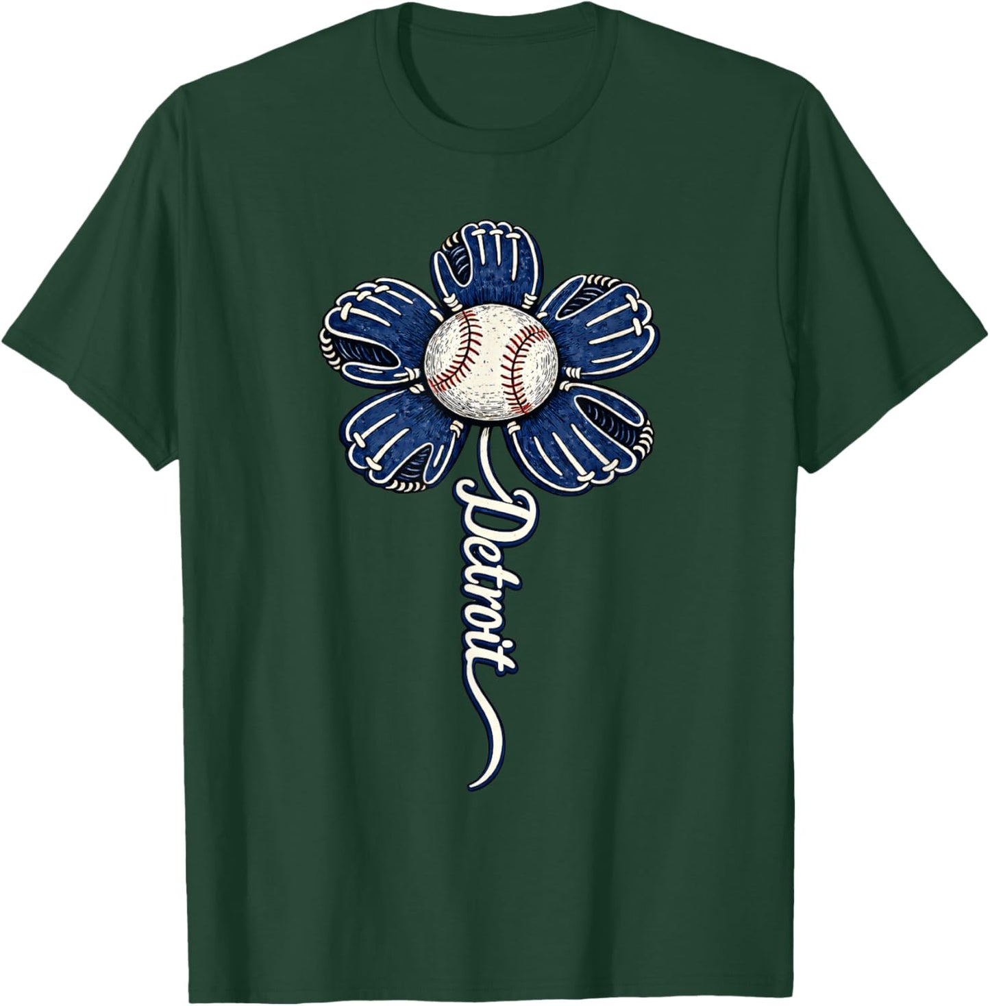 Detroit Flower Women Boys Girls Kids T-Shirt - T-Shirt | Forest