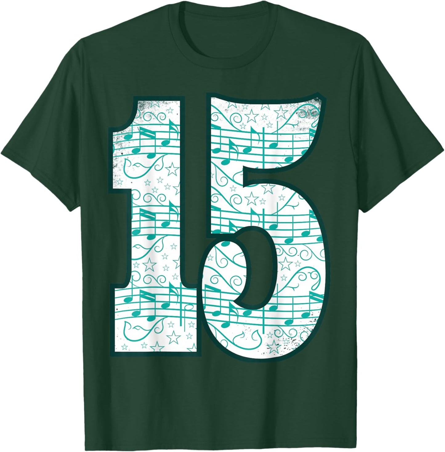 15th Birthday Design - Fifteen Year Old - Music Lover T-Shirt - T-Shirt | Forest