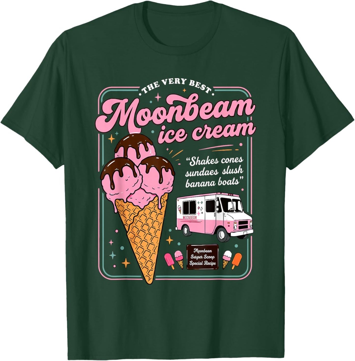 Vintage Moonbeam Ice Cream Truck Popsicle Lover Dessert T-Shirt - T-Shirt | Forest