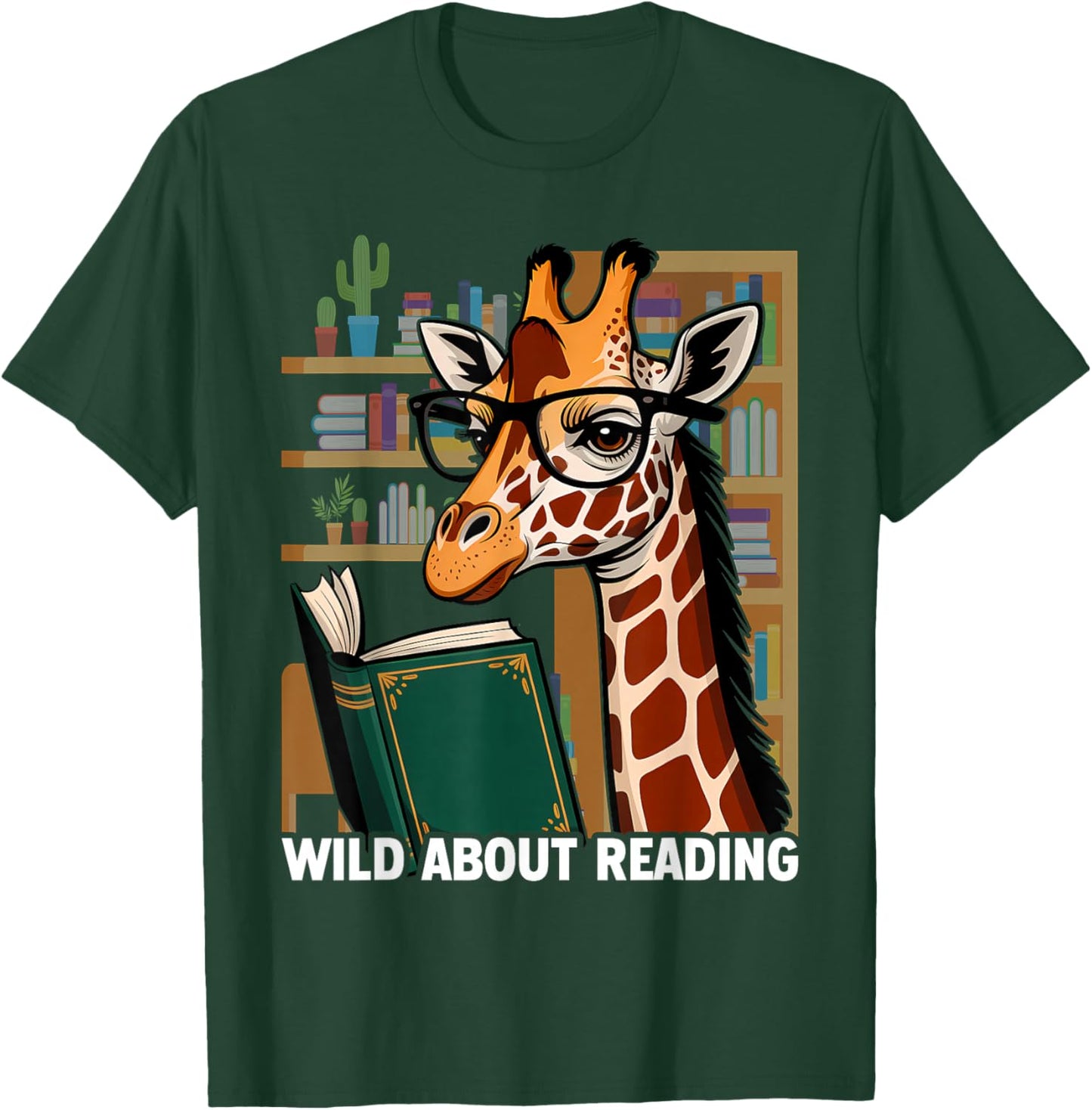 Giraffe Reading Book Eyeglasses Animals Teachers Zoo T-Shirt - T-Shirt | Forest