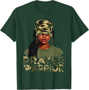 Camo Hat Prayer Warrior God Jesus Christian Black Girl Women T-Shirt - T-Shirt | Forest