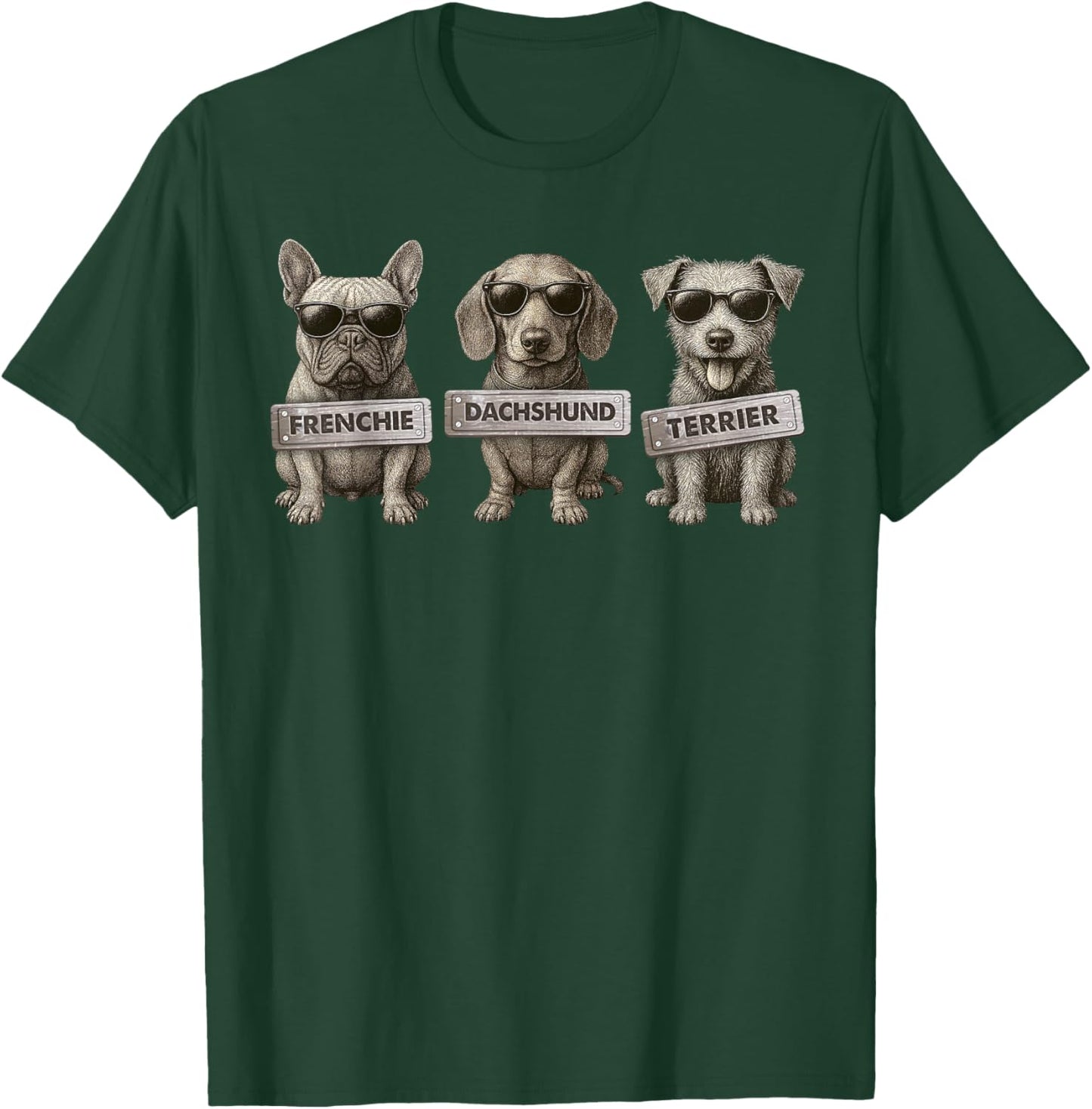 Frenchie Dachshund Terrier Yorkshire Dog Owner Animal Lovers T-Shirt - T-Shirt | Forest