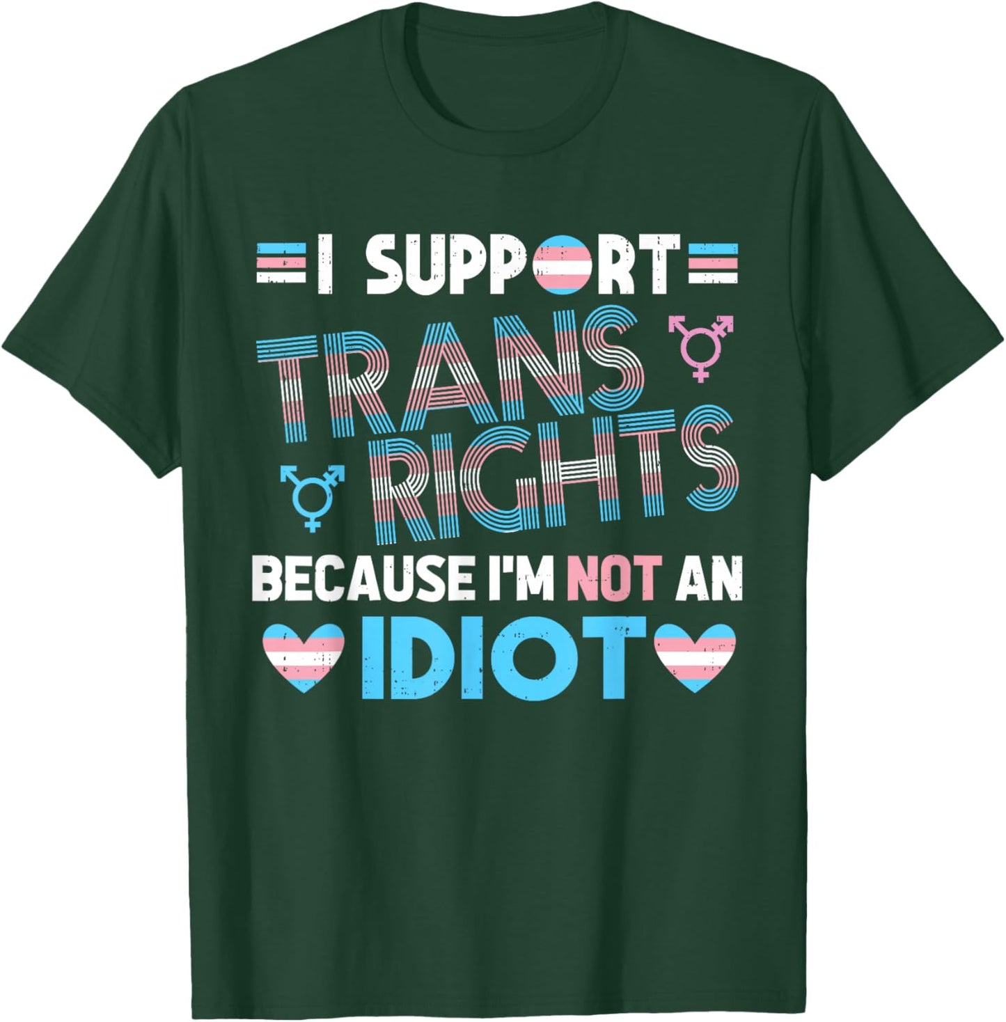 Support Transgender Pride Trans Rights Ally Gay LGBTQ Flag T-Shirt - T-Shirt | Forest