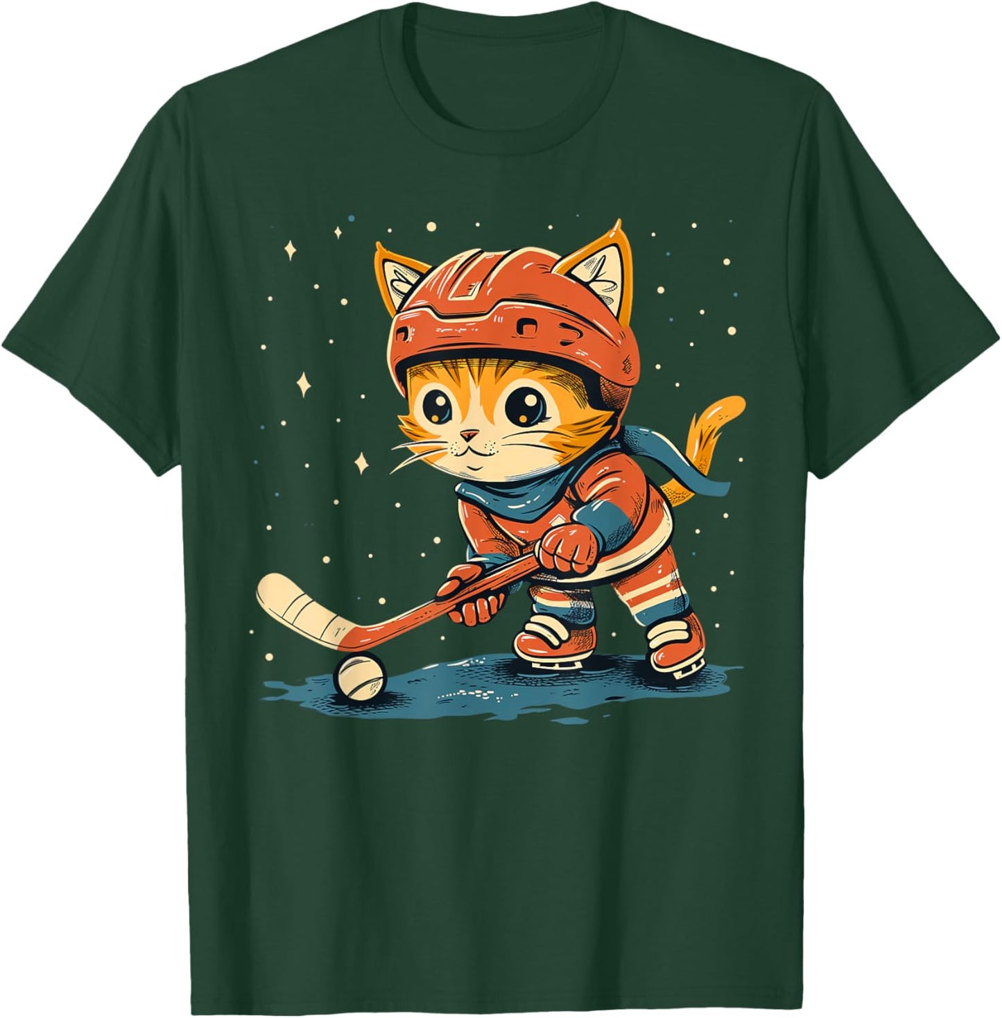 Ice Hockey player Cat on Ice Hockey Women Kids T-Shirt - T-Shirt | Forest