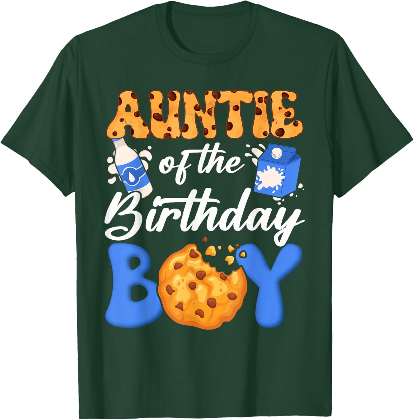 Auntie of The Birthday Boy Milk and Cookies 1St Birthday T-Shirt - T-Shirt | Forest