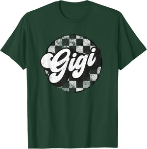Funny Retro Checkered Gigi Race Vintage Matching Family T-Shirt - T-Shirt | Forest