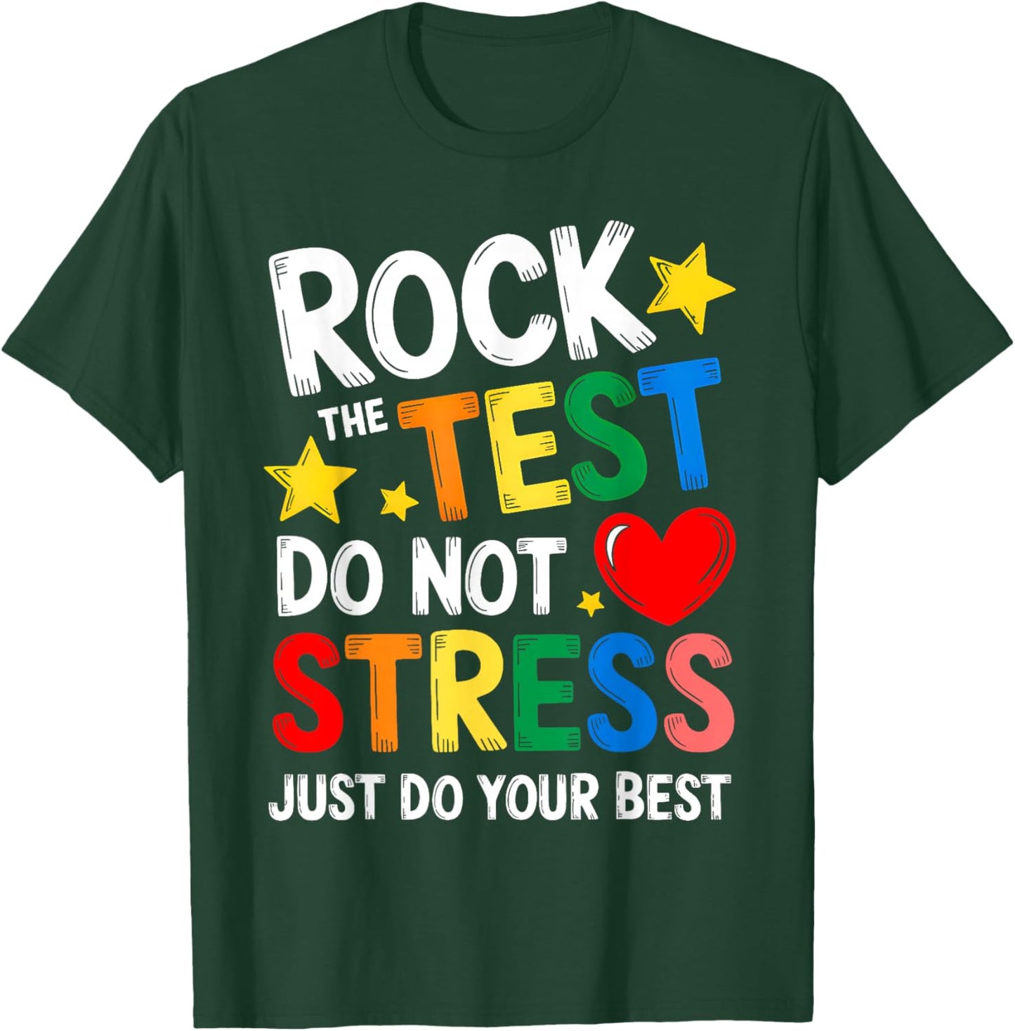 Groovy Rock The Test Teacher Student Test Day Testing Day T-Shirt - T-Shirt | Forest