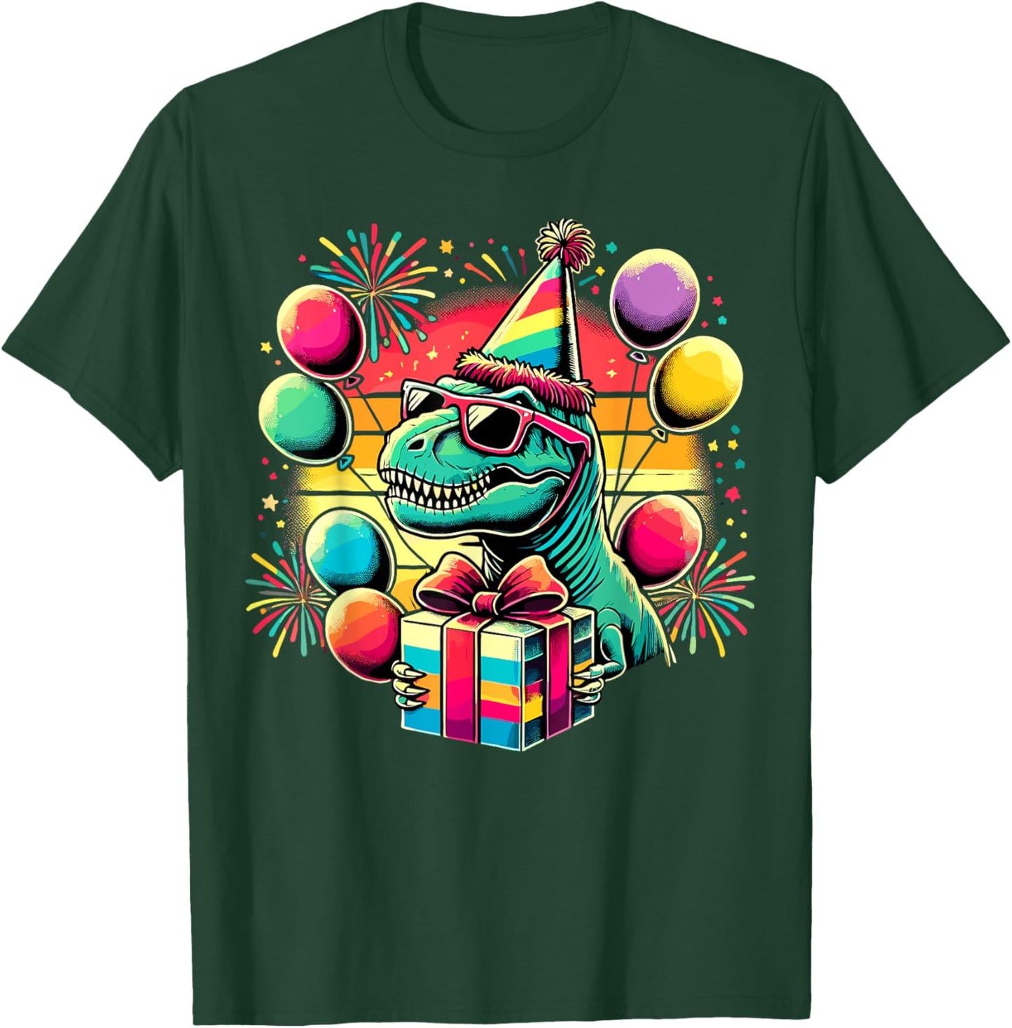 Dinosaur Birthday Party T-Rex Dinosaur T-Shirt - T-Shirt | Forest