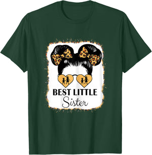 Best LittleSister Bleached Leopard Cute Little Sis T-Shirt - T-Shirt | Forest