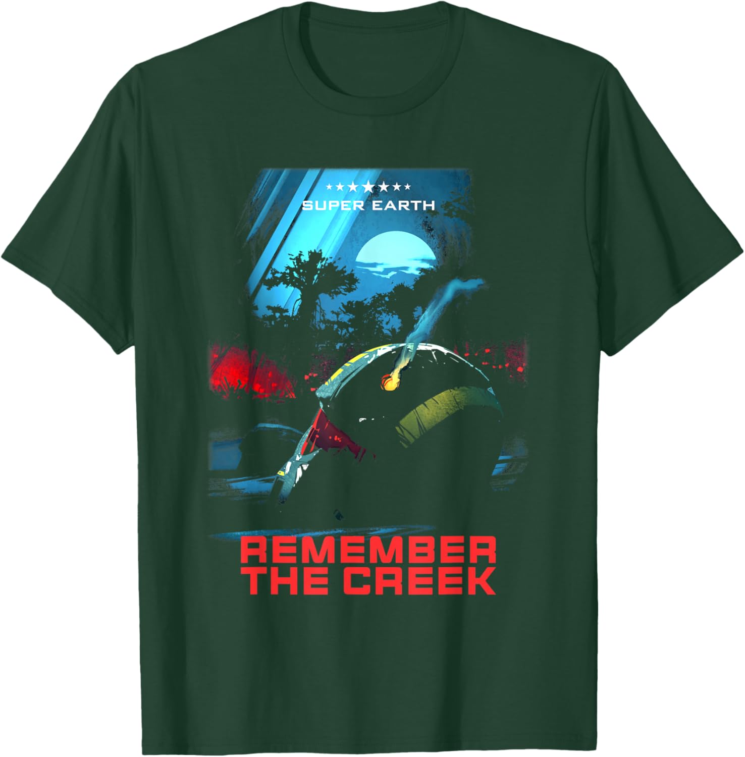 Helldivers 2 Remember The Creek Super Earth Video Game T-Shirt - T-Shirt | Forest