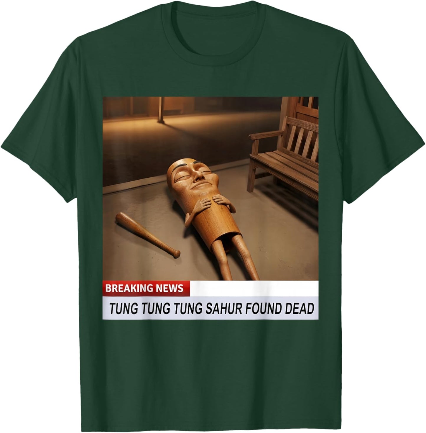 Tung Tung Tung Sahur Found Dead Breaking News Meme T-Shirt - T-Shirt | Forest
