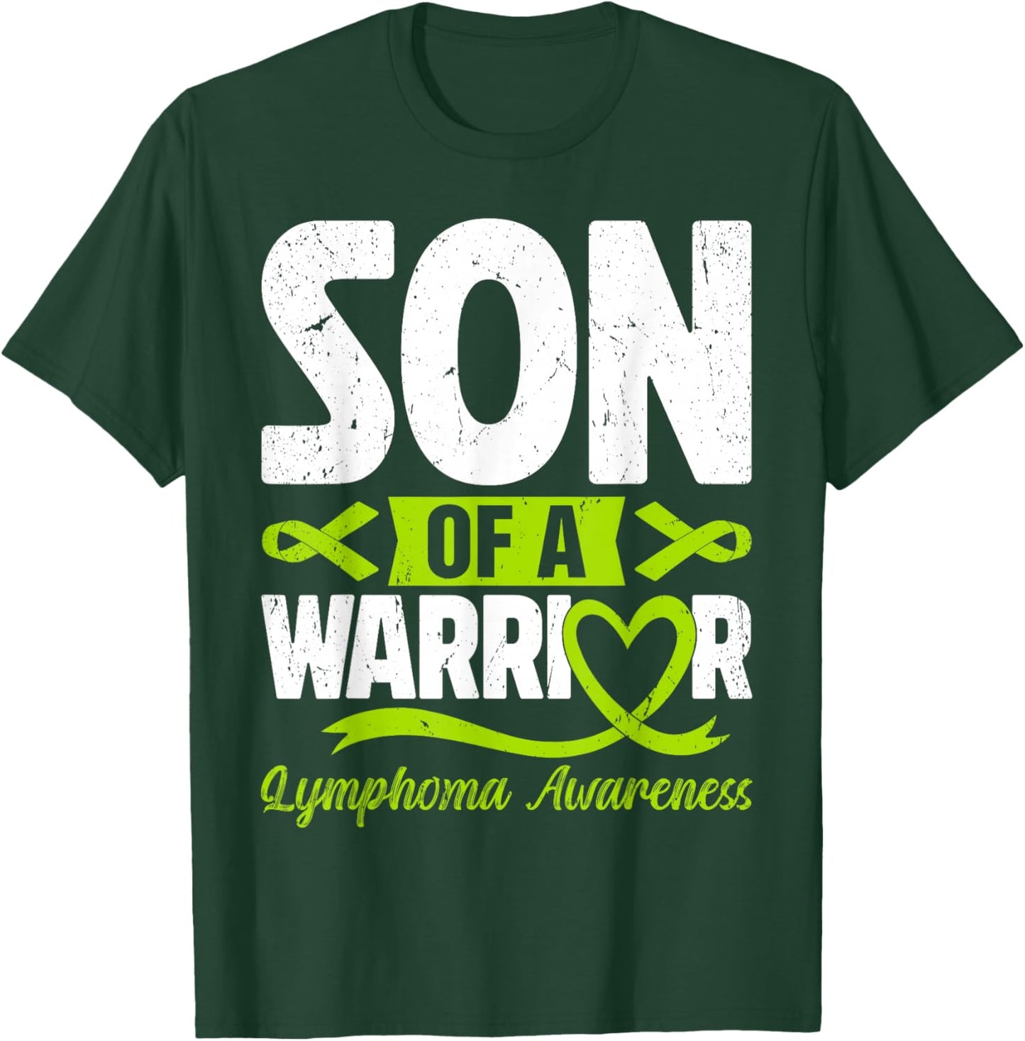 Son Of A Warrior Lymphoma Awareness Lime Green Ribbon T-Shirt - T-Shirt | Forest