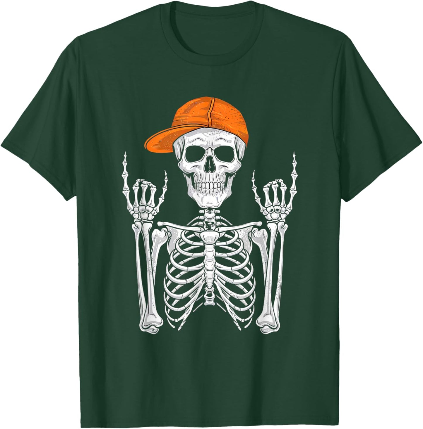 Rocker Skeleton Cap Skater Cool Halloween Punk Rock Men Boys T-Shirt - T-Shirt | Forest