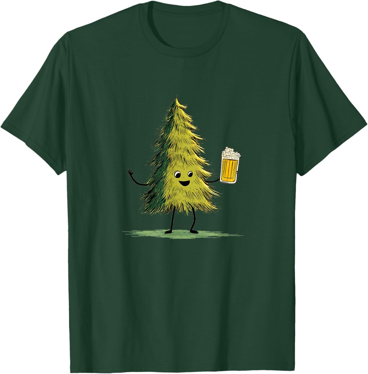 Stunning Christmas Tree Decoration with Christmas Beer T-Shirt - T-Shirt | Forest
