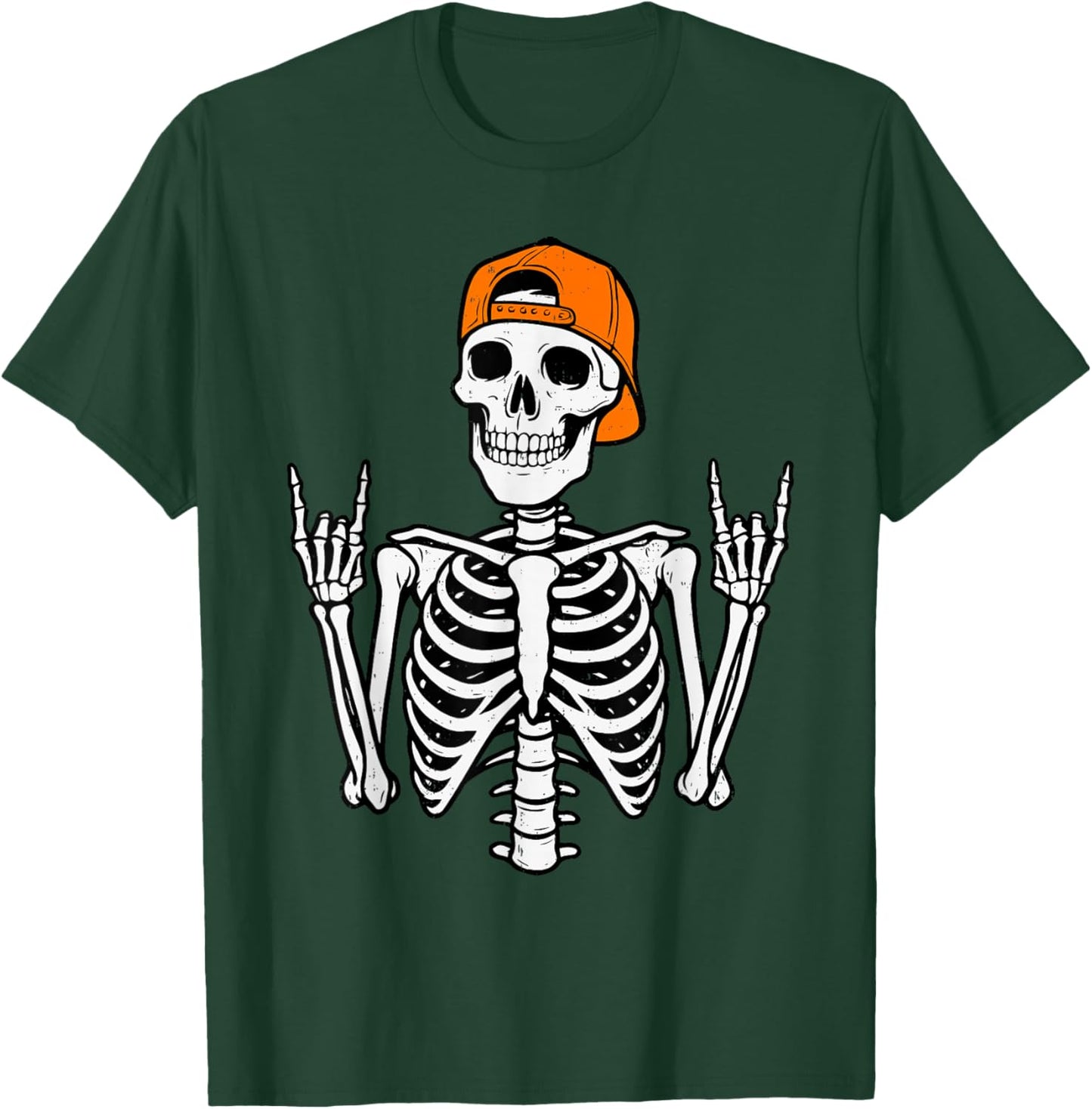 Rocker Skeleton Halloween Rock Costume Cap Skater Men Boy T-Shirt - T-Shirt | Forest
