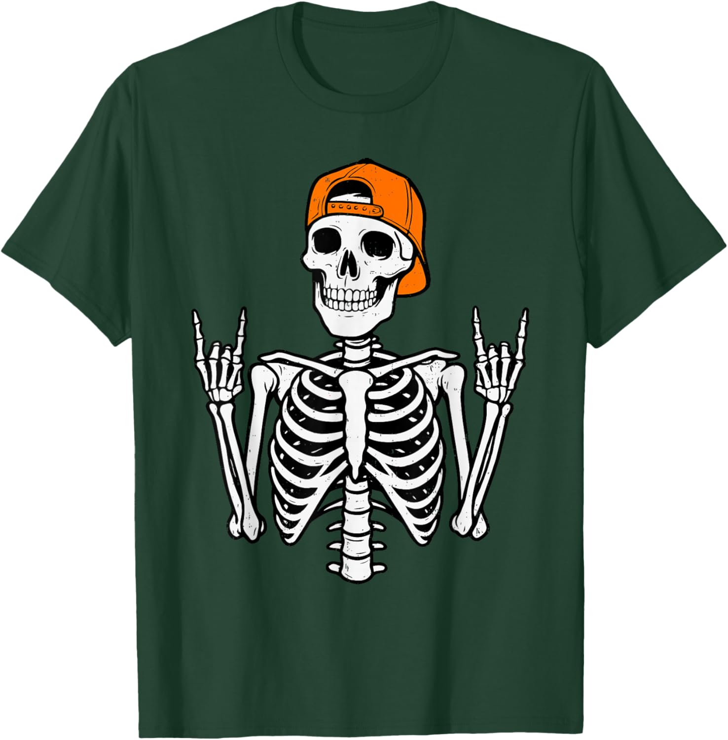 Rocker Skeleton Halloween Rock Costume Cap Skater Men Boy T-Shirt - T-Shirt | Forest